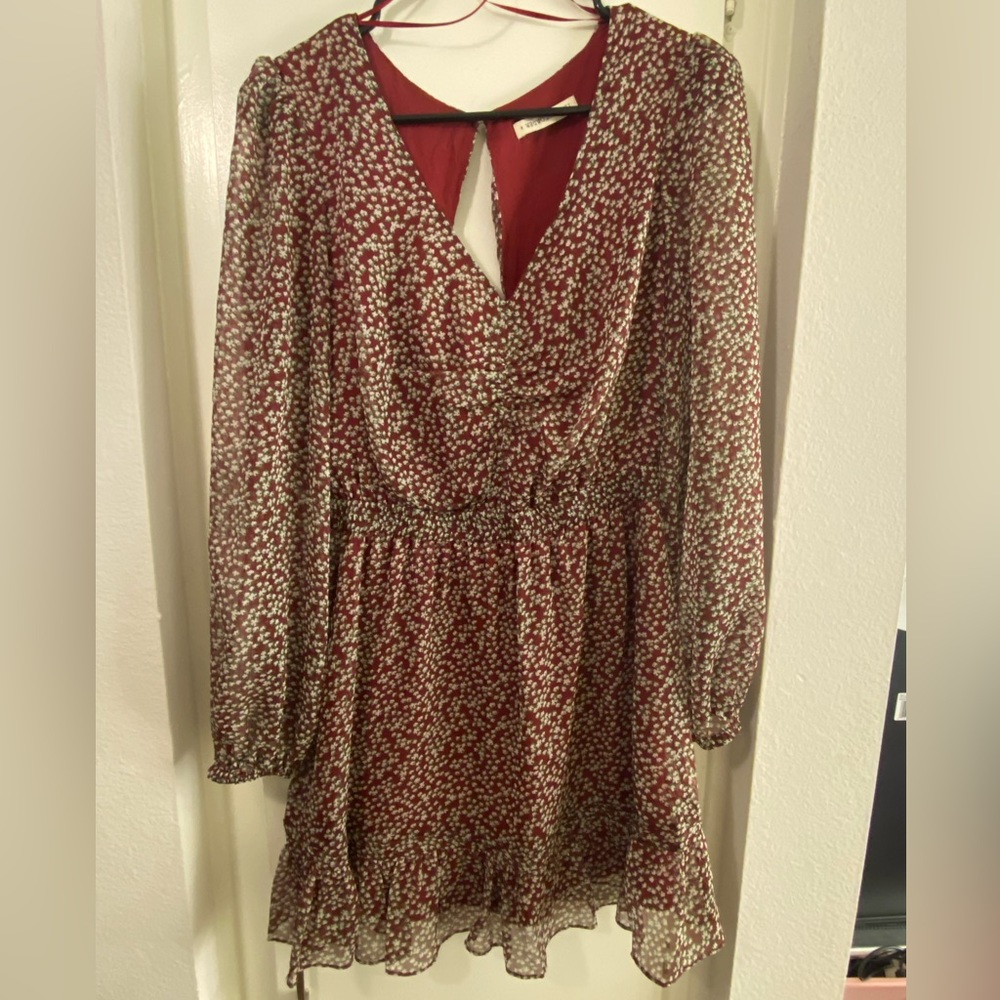 The east order floral long sleeve short dress